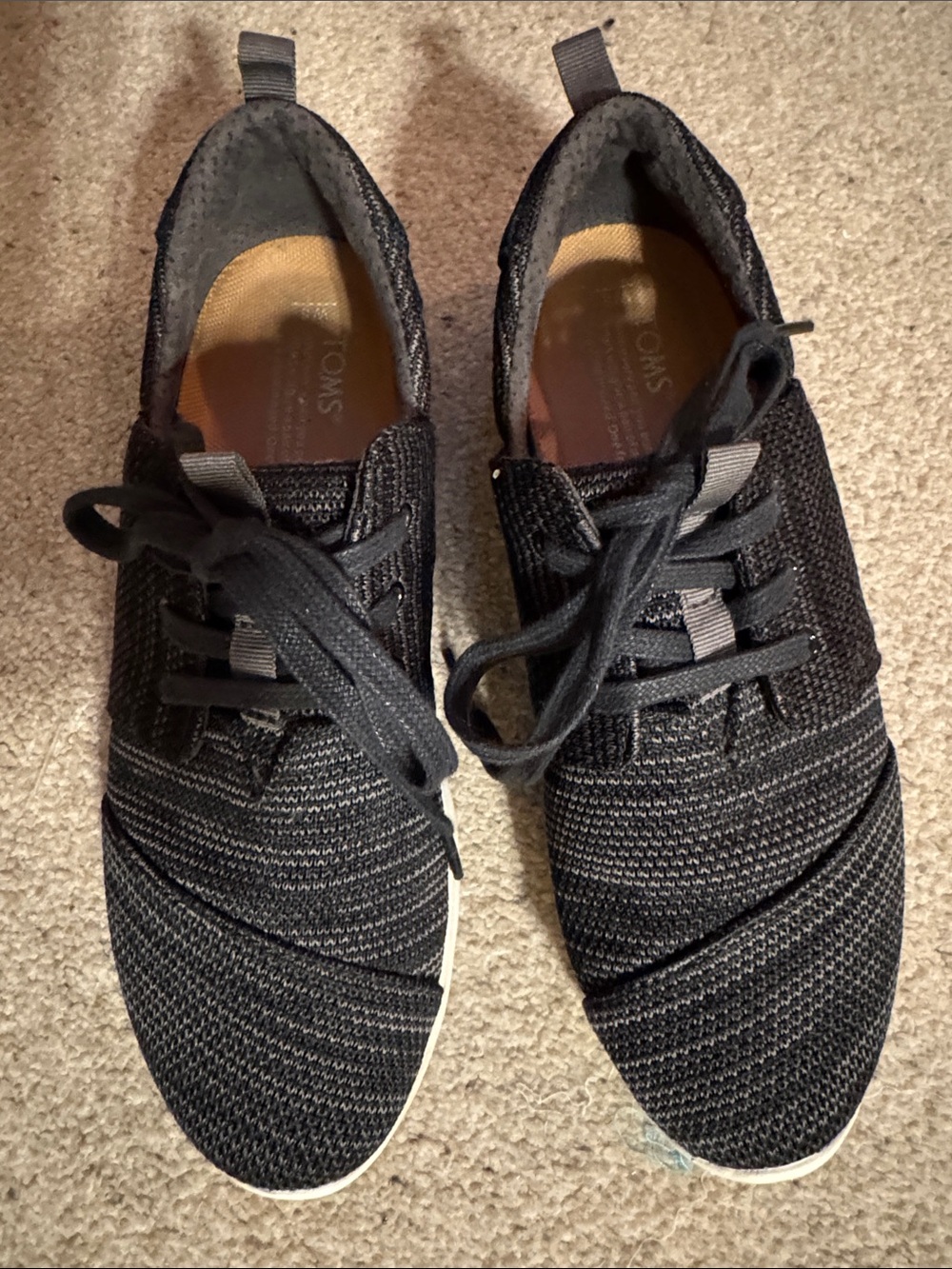 TOMS Men's Black Knit Lace-Up Sneakers
